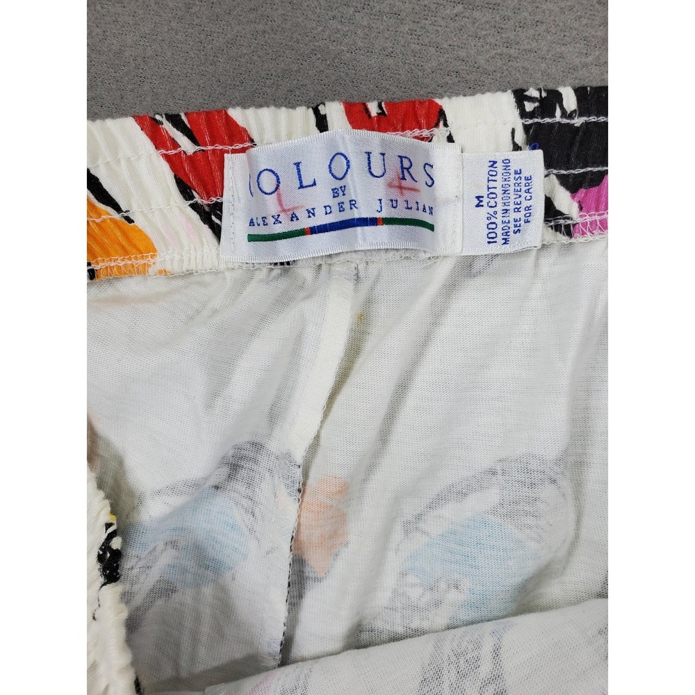 Colours Alexander Julian Lounge Pants M White Vintage Bicycle Print 90s Cotton - Picture 2 of 5